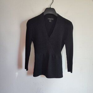 Ladies SZ S August Silk Black Surplice Sweater